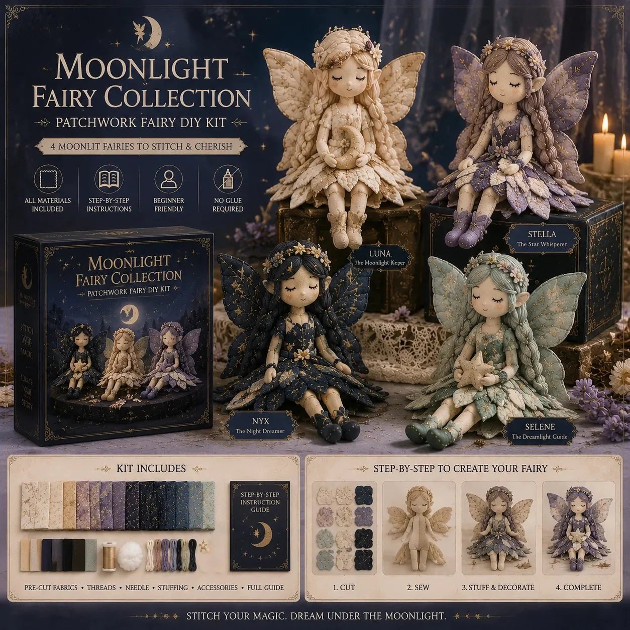 π₯³2026 HOT SALEπ₯³π50K+ SOLD!π§΅β¨ 50% OFF! Fairy Patchwork DIY Collection β Stitch 4 unique fairies, create keepsakes to treasure. Perfect for craft lovers & magical gifts! π§ββοΈπ«
