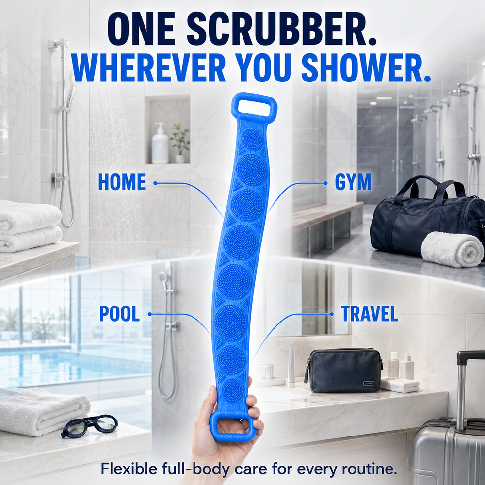 🚿✨ 70cm Long Reach Silicone Back Scrubber  🫧 Reach Your Back Easier • 🔄 Clean + Massage • 💧 Easy To Rinse