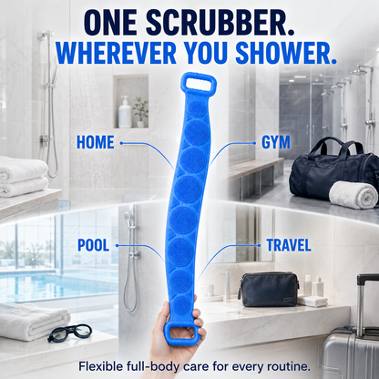 🚿✨ 70cm Long Reach Silicone Back Scrubber  🫧 Reach Your Back Easier • 🔄 Clean + Massage • 💧 Easy To Rinse