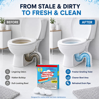 🔥50% OFF ❤️Powerful Cleaning Effervescent Tablets for Pipe, Fast Dissolve Hair Grease Clogs, Deodorizing Antibacterial Pipe Cleaner for Sink Toilet Floor Drain