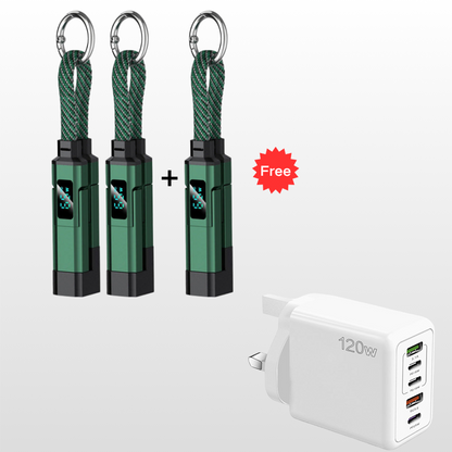 🔥HOT SALE 60% OFF🔥4-in-1 Digital Display Keychain Charging Cable