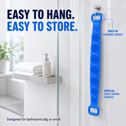 🚿✨ 70cm Long Reach Silicone Back Scrubber  🫧 Reach Your Back Easier • 🔄 Clean + Massage • 💧 Easy To Rinse