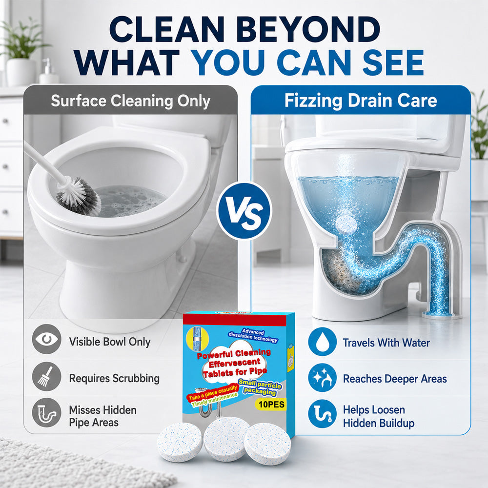 🔥50% OFF ❤️Powerful Cleaning Effervescent Tablets for Pipe, Fast Dissolve Hair Grease Clogs, Deodorizing Antibacterial Pipe Cleaner for Sink Toilet Floor Drain