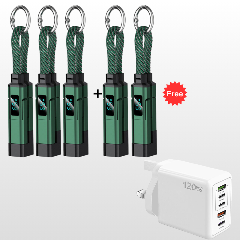 🔥HOT SALE 60% OFF🔥4-in-1 Digital Display Keychain Charging Cable