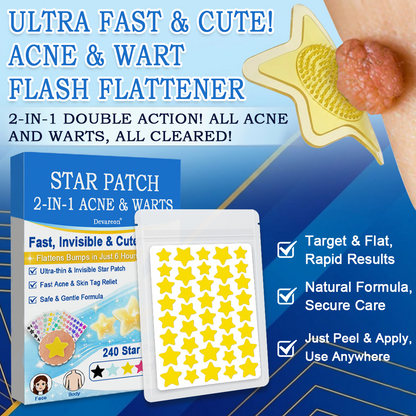 ✔Celsiora® 2-in-1 Microneedle & Hydrocolloid Star Patch | Acne, Raised Moles, Flat Warts & Skin Tags Remover | 6 Colors Pimple Patch for Face & Neck | Invisible Star Zit Stickers | 240 Count