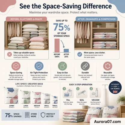🥰No-Pump Large Vacuum Storage Compression Bags