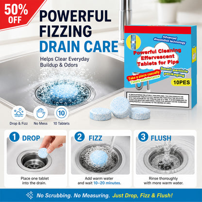 upsell 🔥50% OFF ❤️Powerful Cleaning Effervescent Tablets for Pipe, Fast Dissolve Hair Grease Clogs, Deodorizing Antibacterial Pipe Cleaner for Sink Toilet Floor Drain