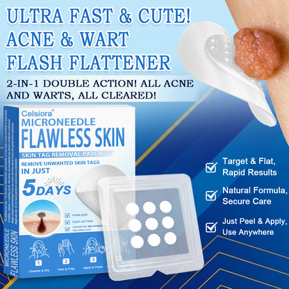 Celsiora®✅2-in-1 Microneedle & Hydrocolloid Patch | Raised Moles,Acne,  Flat Warts & Skin Tags Remover | Improves Wrinkles, Scars & Blemishes | Invisible Pimple Patches for Face & Body