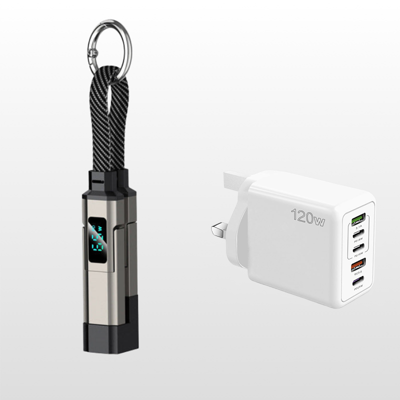 🔥HOT SALE 60% OFF🔥4-in-1 Digital Display Keychain Charging Cable