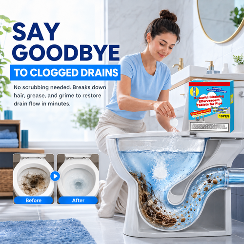 🔥50% OFF ❤️Powerful Cleaning Effervescent Tablets for Pipe, Fast Dissolve Hair Grease Clogs, Deodorizing Antibacterial Pipe Cleaner for Sink Toilet Floor Drain