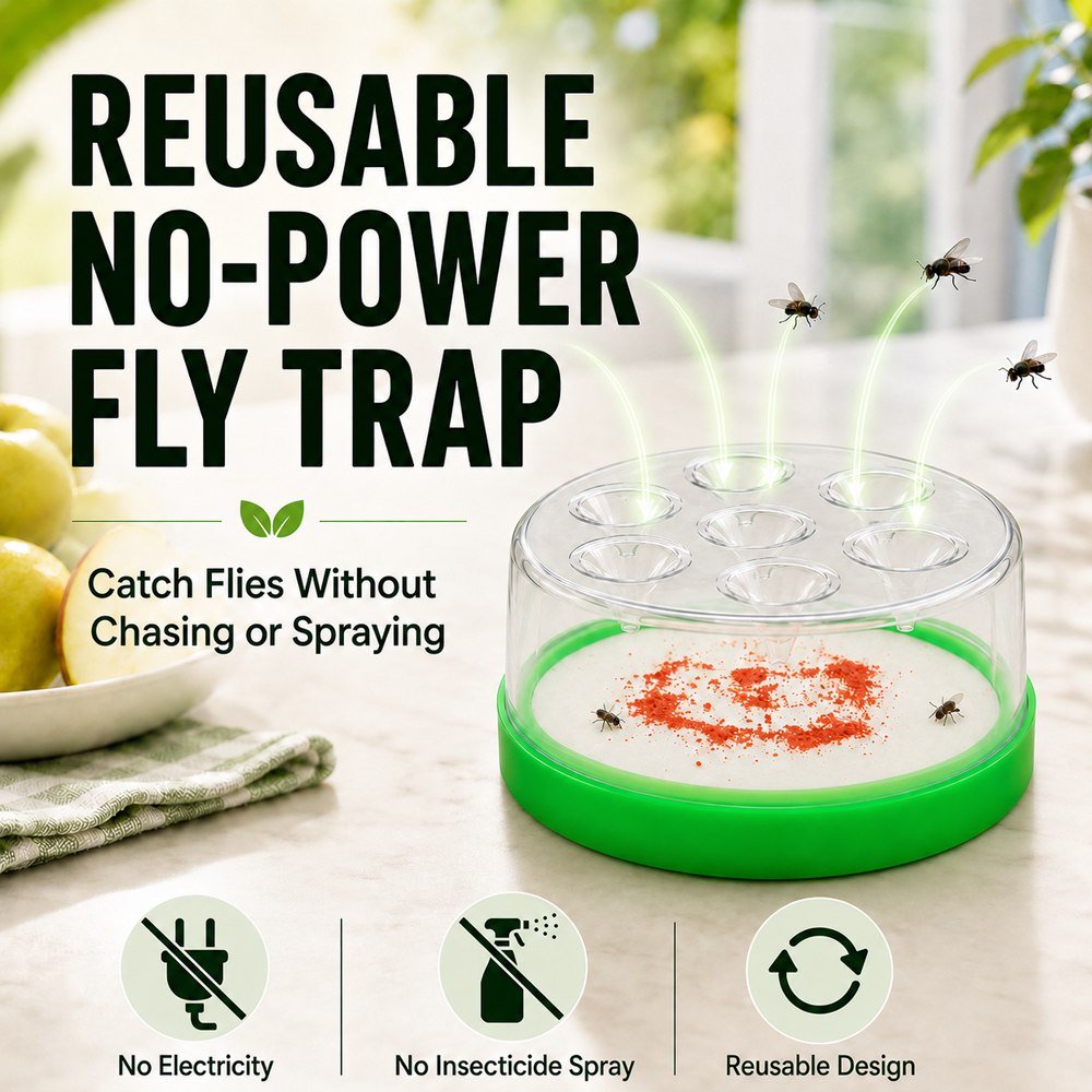 🏠🛡️Reusable Non-Electric Fly Trap--Near kitchen sinks, trash cans, pet bowls, garage windows, patios, and BBQs