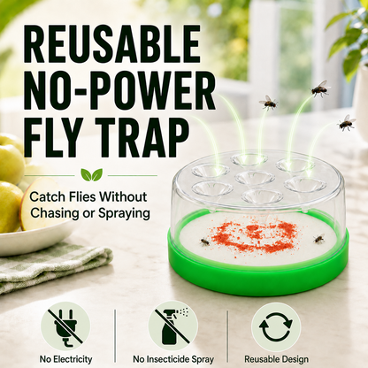 🏠🛡️Reusable Non-Electric Fly Trap--Near kitchen sinks, trash cans, pet bowls, garage windows, patios, and BBQs