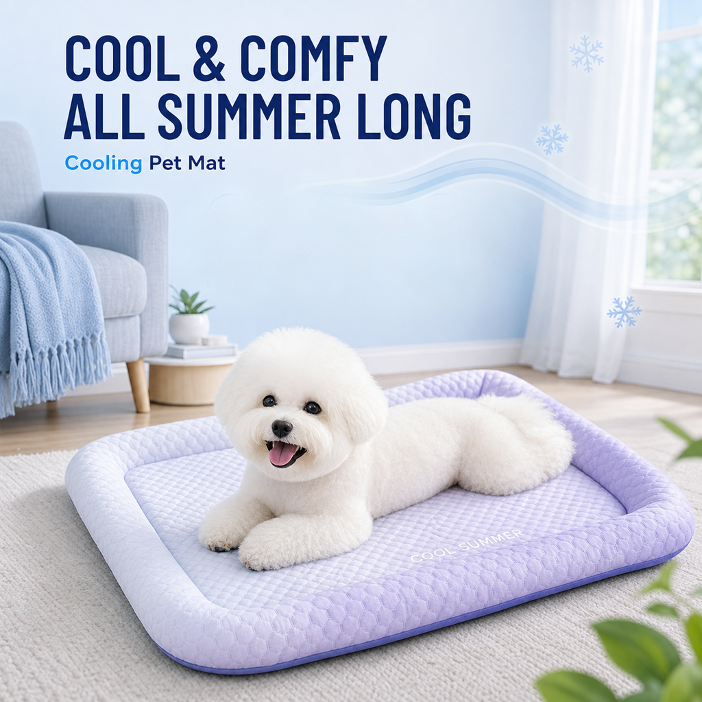 ❄️Pet Cooling Mat for Dogs & Cats 🐾  Naturally Cool Ice-Silk Pad • Breathable, Washable & Soft