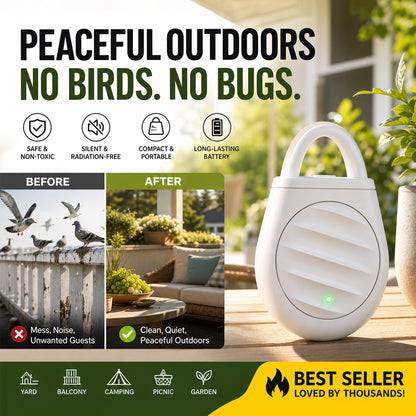 🏆 Last Day Special Price £8.77 ! 🐦Buy 2 Get 1 Free🎁No more trouble from birds, beasts and locusts！Portable Ultrasonic Bird Repellent Keychain