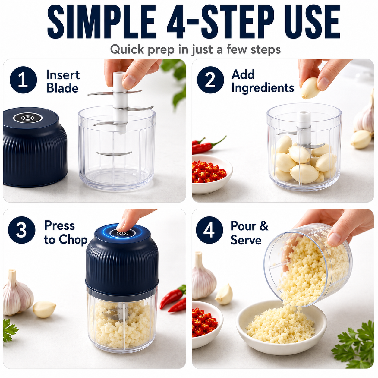 ✨ 50% OFF NOW! 6-Blade Electric Food Chopper｜Chops Vegetables, Onions, Herbs, Nuts & Meat｜Cordless, One-Touch & Easy to Clean