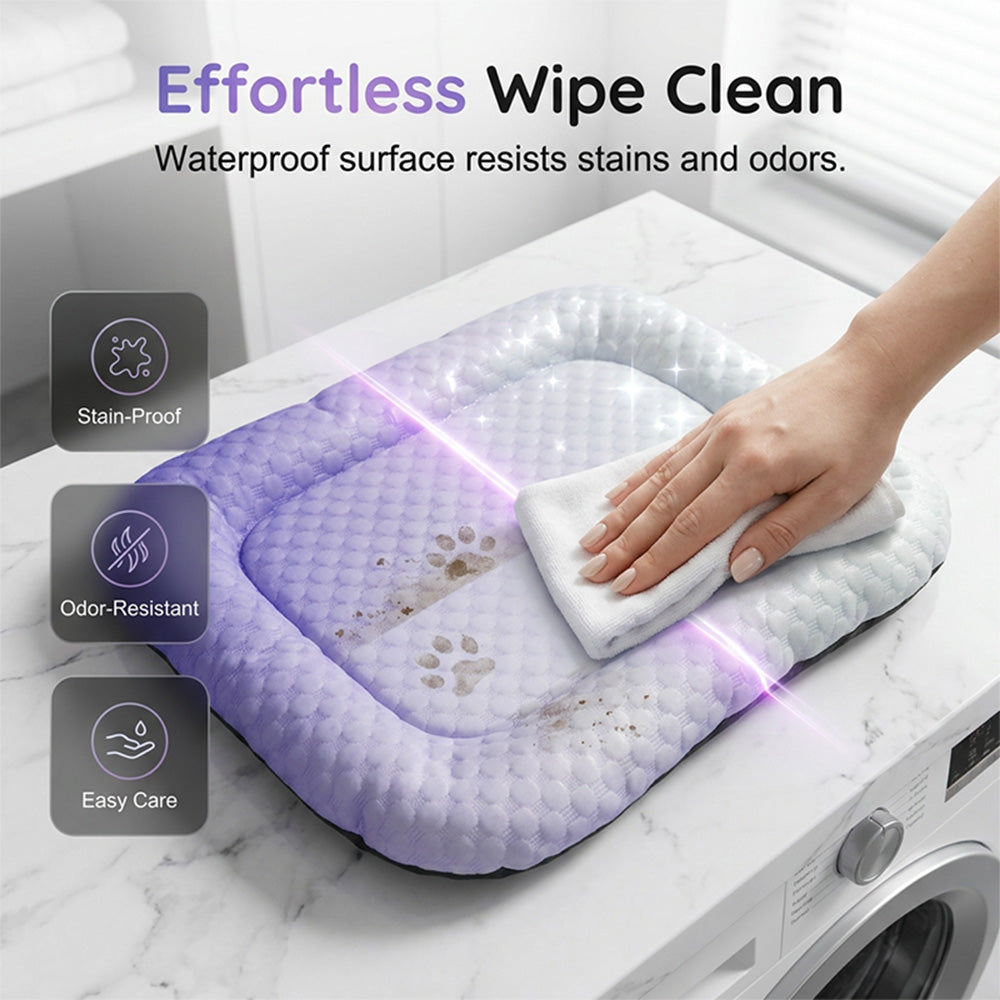 upsell ❄️Pet Cooling Mat for Dogs & Cats 🐾  Naturally Cool Ice-Silk Pad • Breathable, Washable & Soft