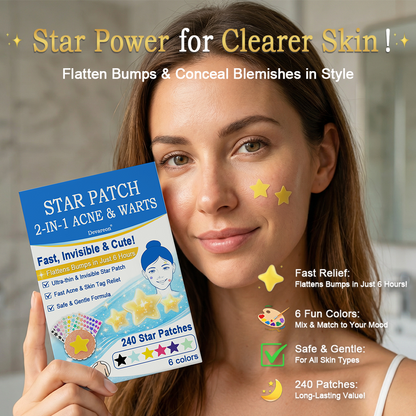 Devareon® 2-in-1 Microneedle & Hydrocolloid Star Patch 🌟 | Acne, Blackheads, Skin Tags & Raised Blemishes Remover 💫 | 6 Colors Pimple Patch for Face & Neck 🌸 | Invisible Star Zit Stickers ✨