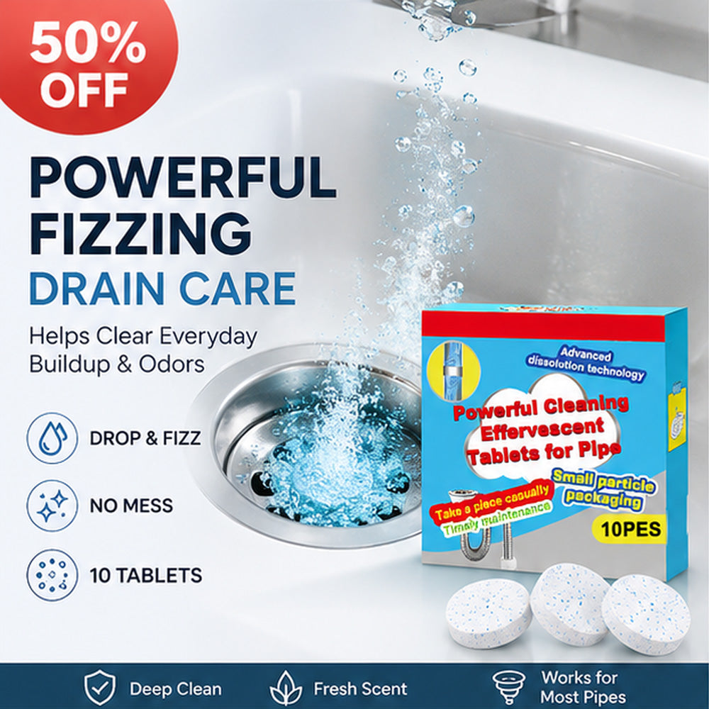 🔥50% OFF ❤️Powerful Cleaning Effervescent Tablets for Pipe, Fast Dissolve Hair Grease Clogs, Deodorizing Antibacterial Pipe Cleaner for Sink Toilet Floor Drain