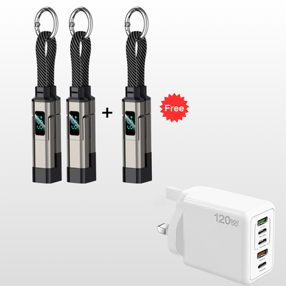🔥HOT SALE 60% OFF🔥4-in-1 Digital Display Keychain Charging Cable