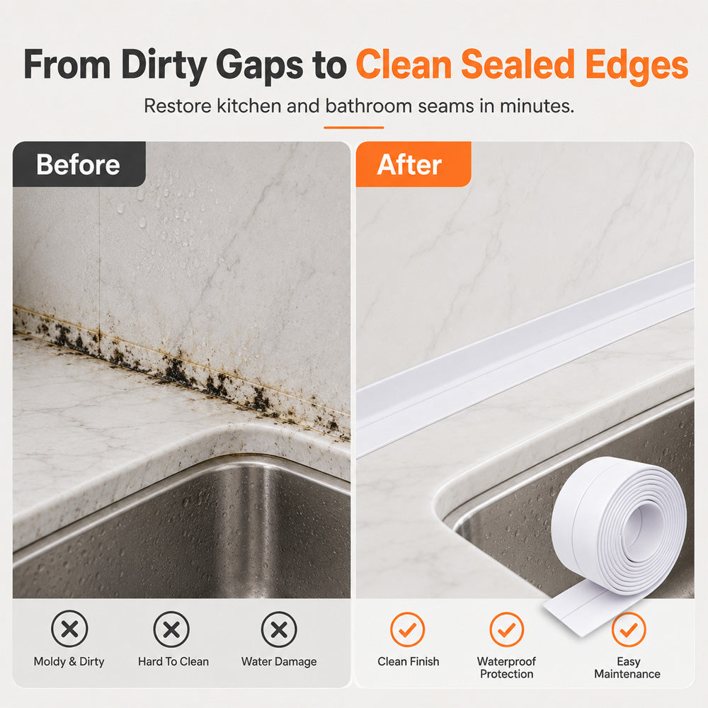 💧 50% OFF Waterproof Mildewproof Caulk Tape Roll – Seal Gaps, Block Water & Prevent Mold! ✨