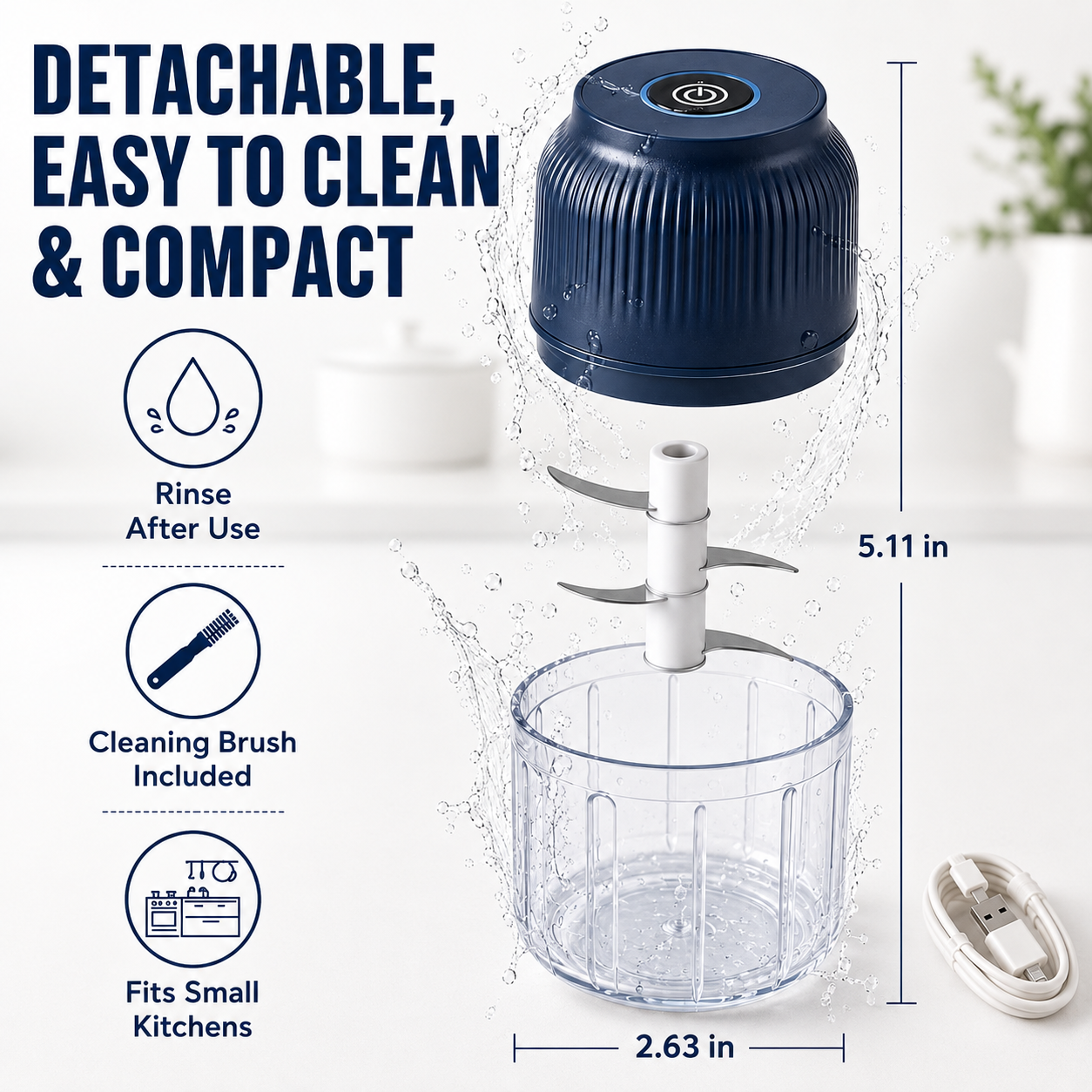 ✨ 50% OFF NOW! 6-Blade Electric Food Chopper｜Chops Vegetables, Onions, Herbs, Nuts & Meat｜Cordless, One-Touch & Easy to Clean