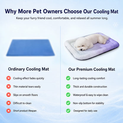 upsell ❄️Pet Cooling Mat for Dogs & Cats 🐾  Naturally Cool Ice-Silk Pad • Breathable, Washable & Soft