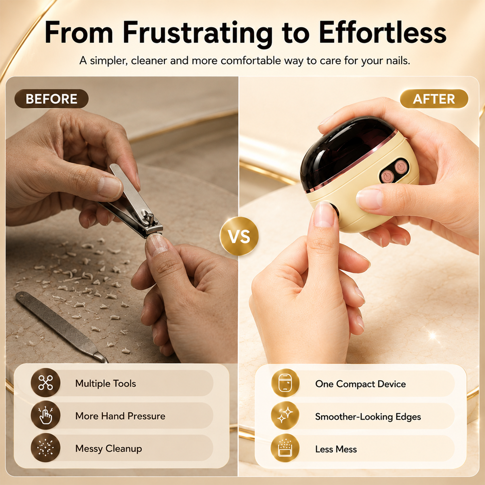 upsell ✂️ LIMITED-TIME 50% OFF! 2-in-1 Smart Electric Nail Clipper & Polisher – Anti-Pinch Safety & LED Light 💅