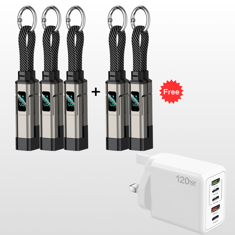 🔥HOT SALE 60% OFF🔥4-in-1 Digital Display Keychain Charging Cable