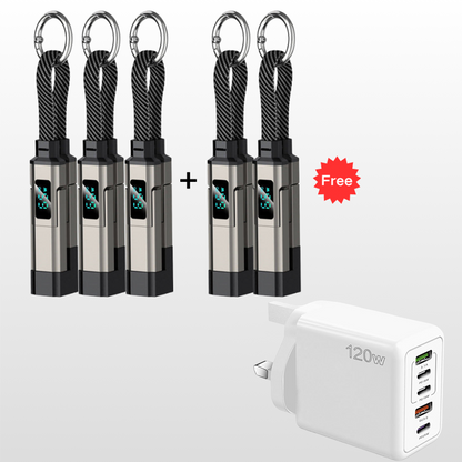 🔥HOT SALE 60% OFF🔥4-in-1 Digital Display Keychain Charging Cable