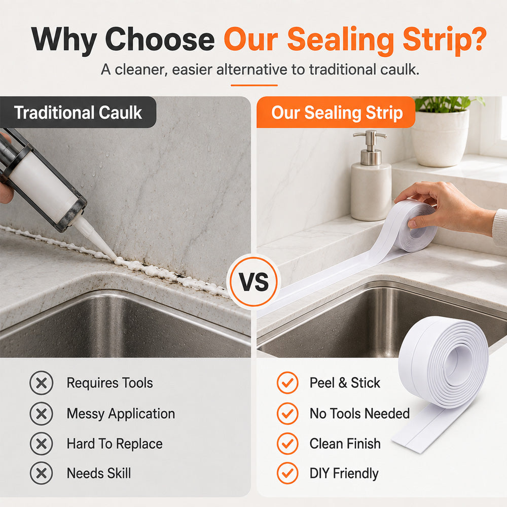 💧 50% OFF Waterproof Mildewproof Caulk Tape Roll – Seal Gaps, Block Water & Prevent Mold! ✨