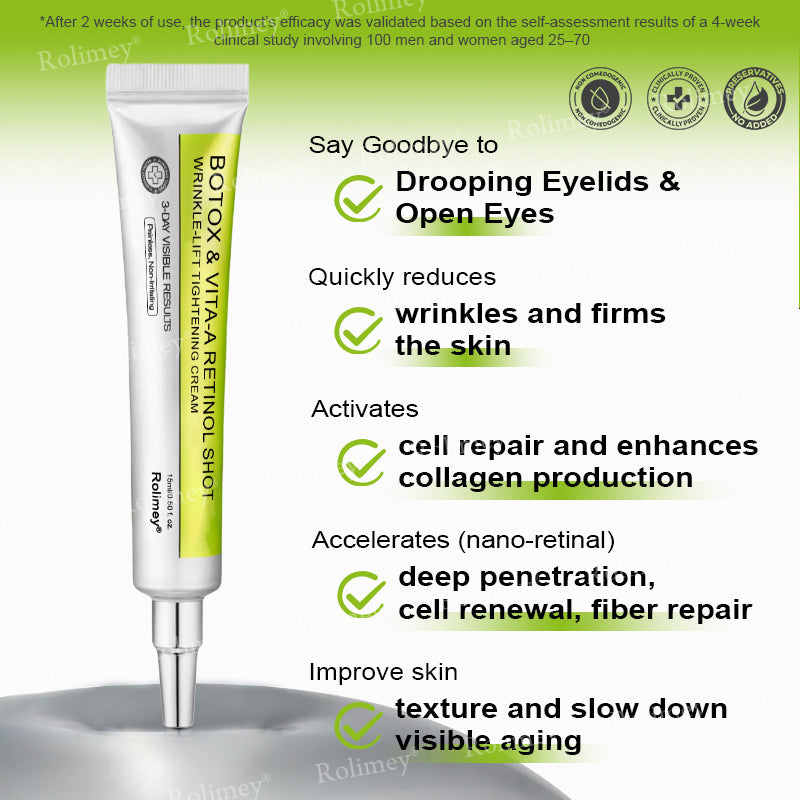 👏🌿Proudly Made in the UK💫Rolimey® Botox & Vita-A Retinol Shot Wrinkle-Lift Tightening cream - Last Day Promotion 70% OFF⏰⏰