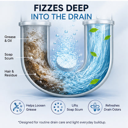 🔥50% OFF ❤️Powerful Cleaning Effervescent Tablets for Pipe, Fast Dissolve Hair Grease Clogs, Deodorizing Antibacterial Pipe Cleaner for Sink Toilet Floor Drain