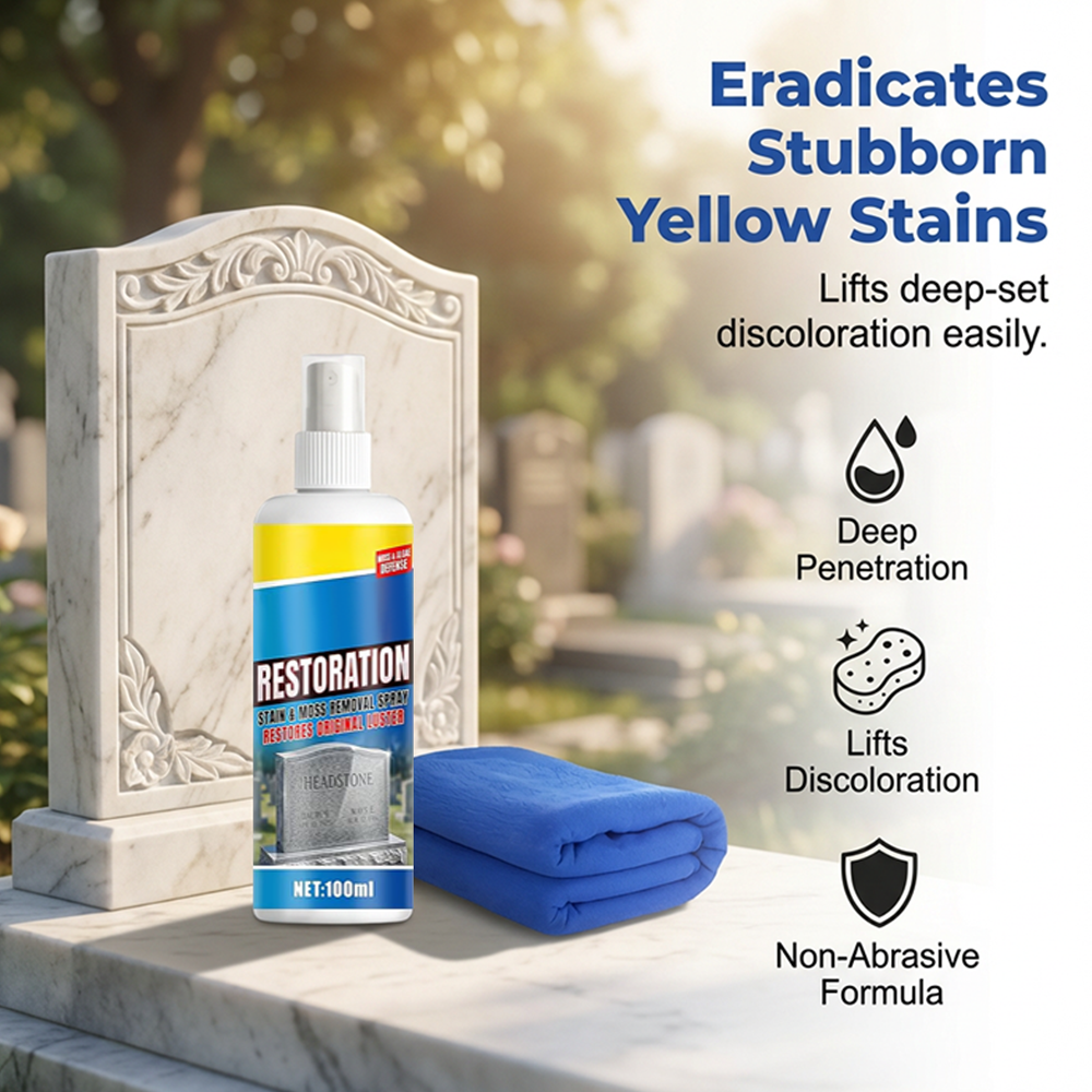 60% off⏰BUY 2 GET 1 FREE!🎁Headstone Cleaning & Restoration Spray – Remove Stains Instantly