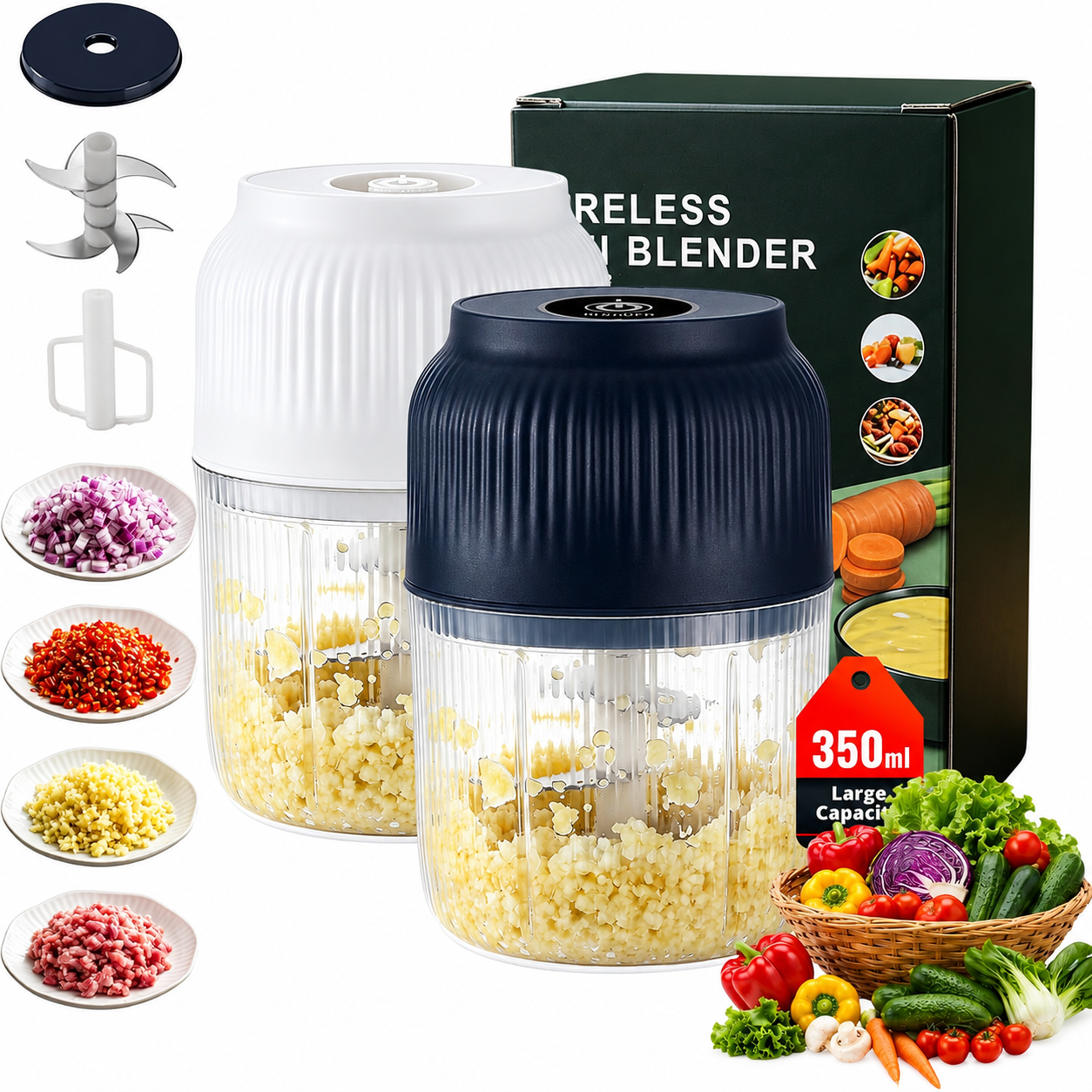 ✨ 50% OFF NOW! 6-Blade Electric Food Chopper｜Chops Vegetables, Onions, Herbs, Nuts & Meat｜Cordless, One-Touch & Easy to Clean