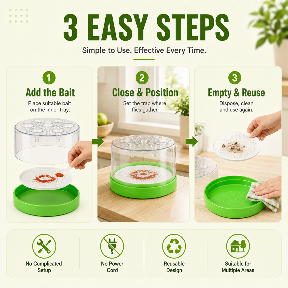 🪰 Reusable Non-Electric Fly & Mosquito Trap – Safe, Durable🏡