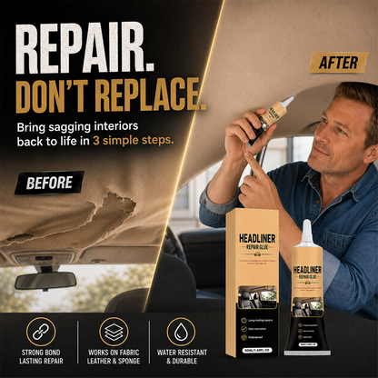 🎉49K+ Sold 🚗 Waterproof Car Headliner Repair Glue, High Strength Adhesive for Sagging Car Ceiling & Interior