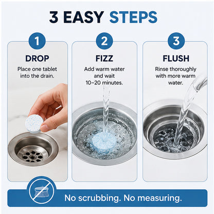 🔥50% OFF ❤️Powerful Cleaning Effervescent Tablets for Pipe, Fast Dissolve Hair Grease Clogs, Deodorizing Antibacterial Pipe Cleaner for Sink Toilet Floor Drain
