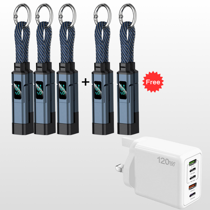 🔥HOT SALE 60% OFF🔥4-in-1 Digital Display Keychain Charging Cable