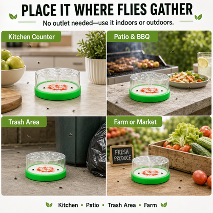 🏠🛡️Reusable Non-Electric Fly Trap--Near kitchen sinks, trash cans, pet bowls, garage windows, patios, and BBQs