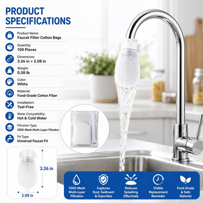 🔥LAST DAY 50% OFF🔥💧Faucet Filter Cotton Bags - Universal, 100 PCS Splash-Proof Faucet Filter 🌟Set