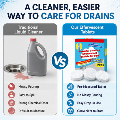 🔥50% OFF ❤️Powerful Cleaning Effervescent Tablets for Pipe, Fast Dissolve Hair Grease Clogs, Deodorizing Antibacterial Pipe Cleaner for Sink Toilet Floor Drain