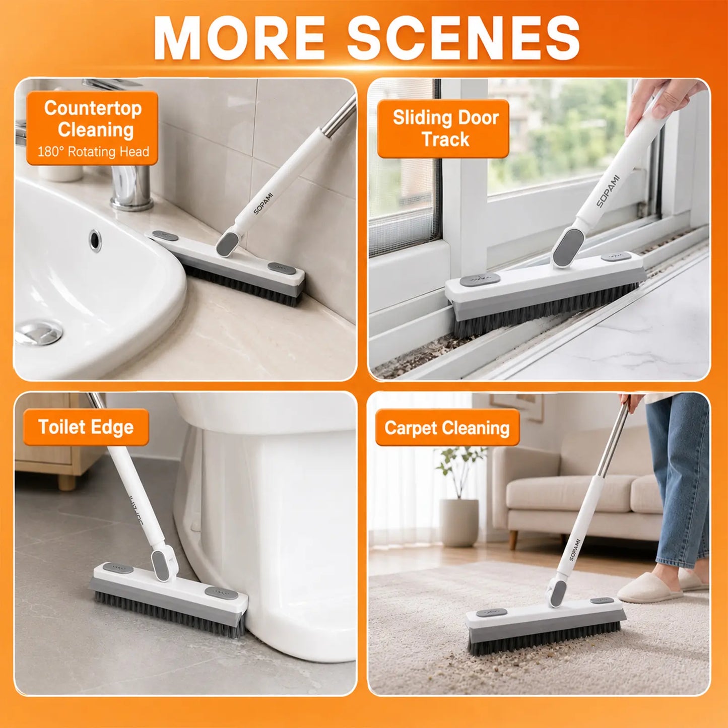 180° Rotating Gap Cleaning Tool -Extendable Adjustable No-Touch Cleaner forWindows, Sliding Doors, Narrow Spaces, HomeDeep Cleaning