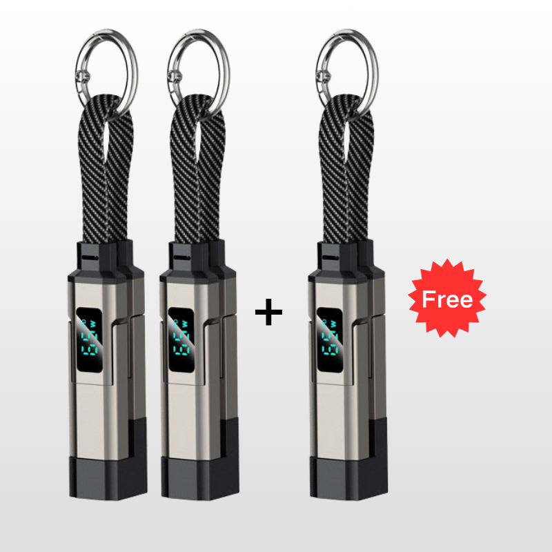 🔥HOT SALE 60% OFF🔥4-in-1 Digital Display Keychain Charging Cable