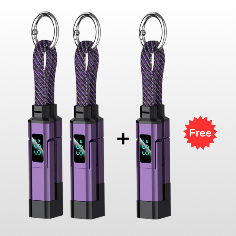 🔥HOT SALE 60% OFF🔥4-in-1 Digital Display Keychain Charging Cable