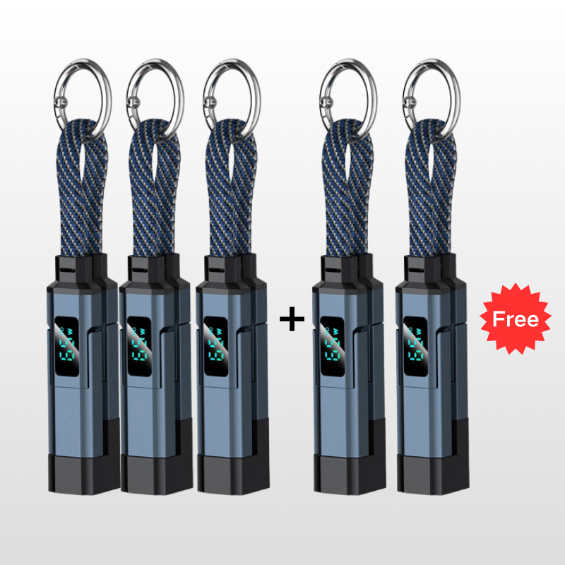 🔥HOT SALE 60% OFF🔥4-in-1 Digital Display Keychain Charging Cable