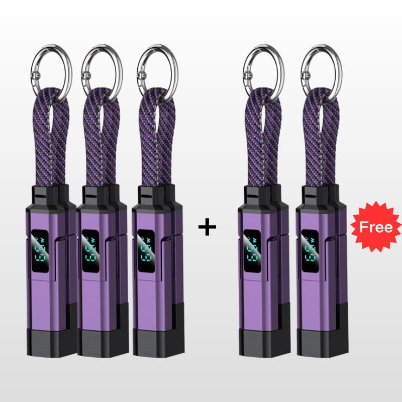 🔥HOT SALE 60% OFF🔥4-in-1 Digital Display Keychain Charging Cable