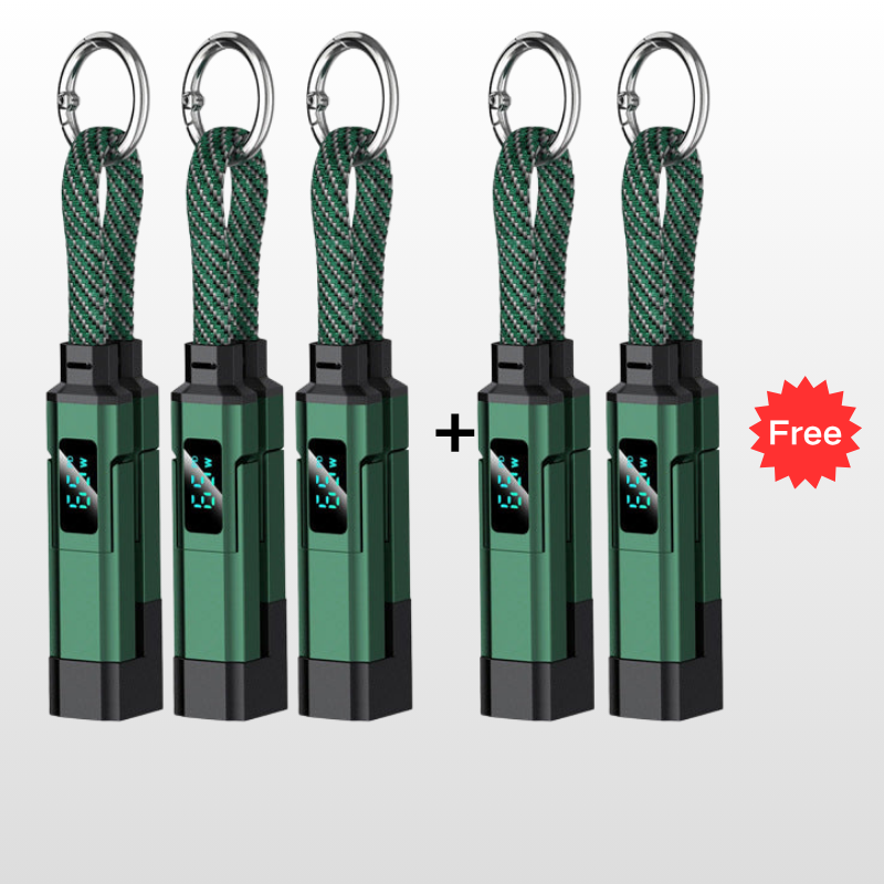 🔥HOT SALE 60% OFF🔥4-in-1 Digital Display Keychain Charging Cable