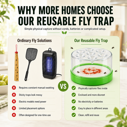 🏠🛡️Reusable Non-Electric Fly Trap--Near kitchen sinks, trash cans, pet bowls, garage windows, patios, and BBQs