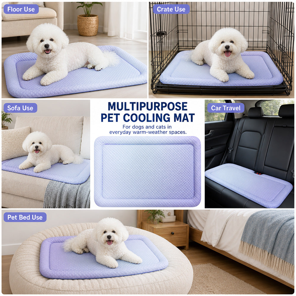 upsell ❄️Pet Cooling Mat for Dogs & Cats 🐾  Naturally Cool Ice-Silk Pad • Breathable, Washable & Soft