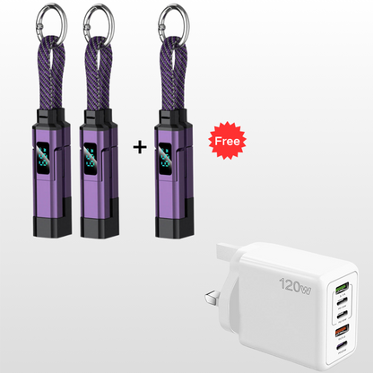 🔥HOT SALE 60% OFF🔥4-in-1 Digital Display Keychain Charging Cable